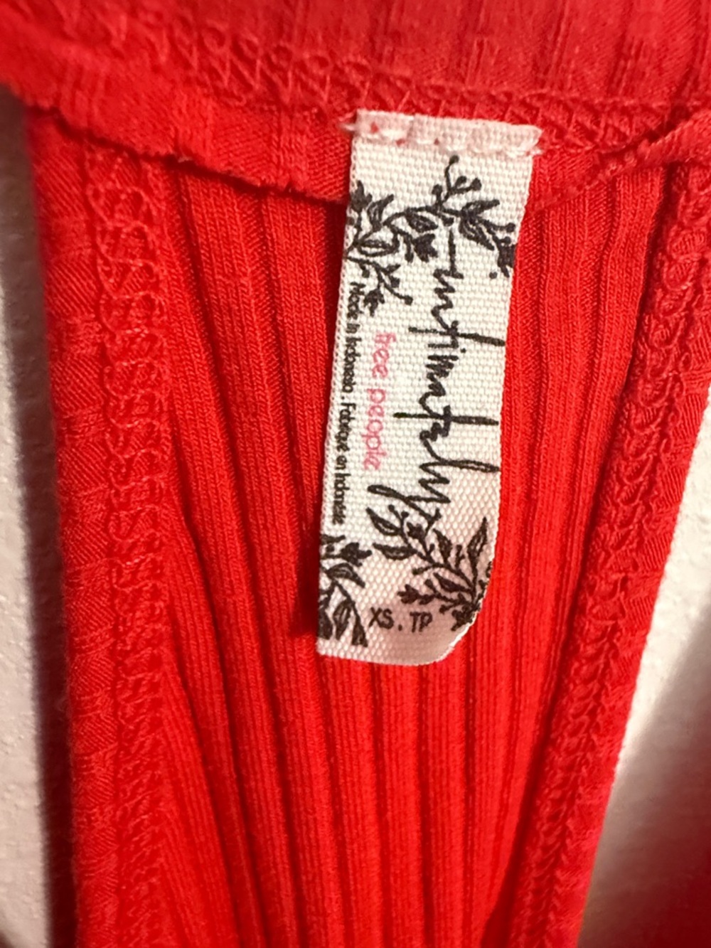 Free People Red Ribbed Racerback Bodysuit - Picture 2 of 2
